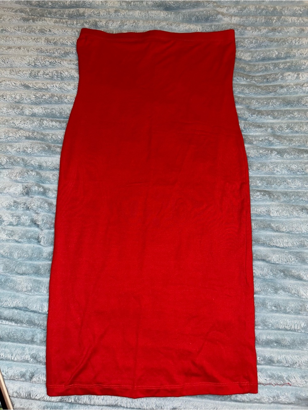 Strapless Red Midi Tube Dress - Sleek Everyday Style